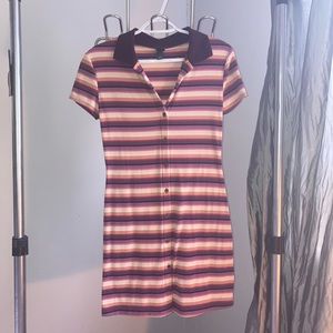 Striped Bodycon Collared Dress